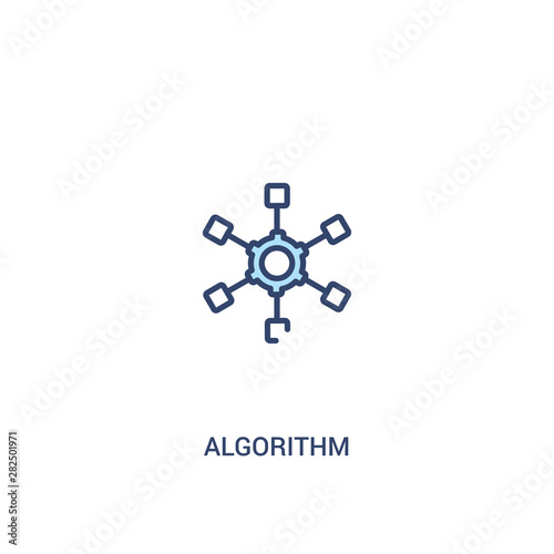 algorithm concept 2 colored icon. simple line element illustration. outline blue algorithm symbol. can be used for web and mobile ui/ux.