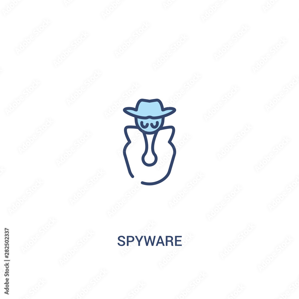 spyware concept 2 colored icon. simple line element illustration. outline blue spyware symbol. can be used for web and mobile ui/ux.