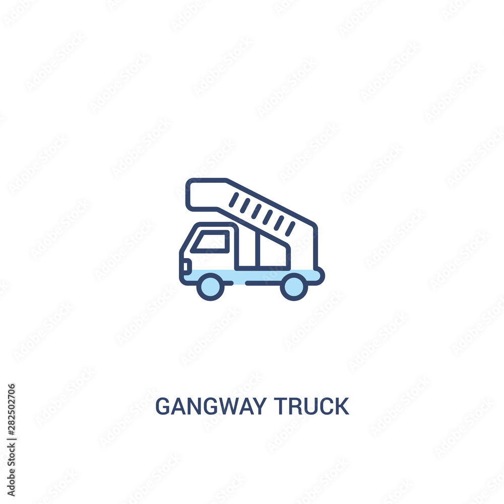 gangway truck concept 2 colored icon. simple line element illustration. outline blue gangway truck symbol. can be used for web and mobile ui/ux.