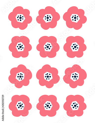 Flower in Scandinavian style vector print.
