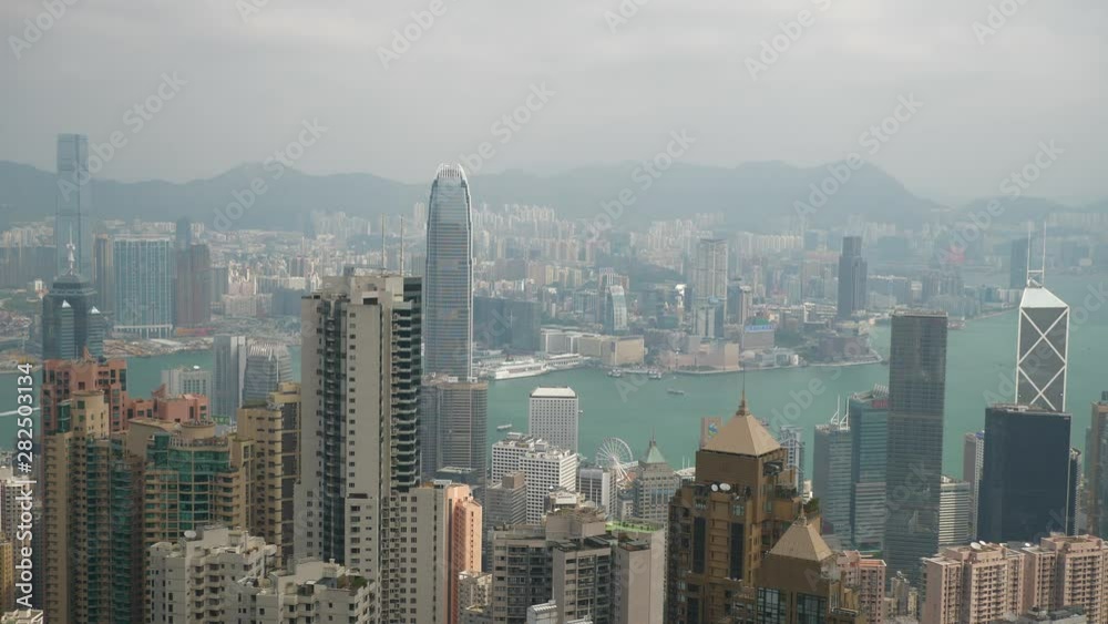 day time hong kong city famous victoria peak harbor panorama 4k day time hong kong city famous victoria peak harbor panorama 4k