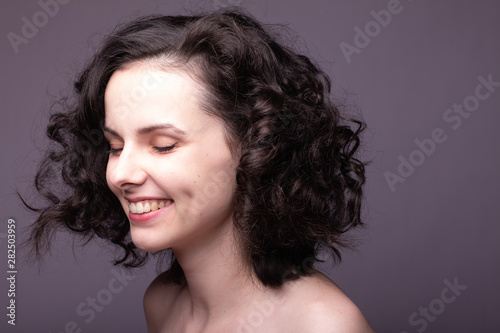 beautiful young curly girl portrai