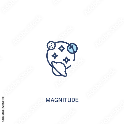 magnitude concept 2 colored icon. simple line element illustration. outline blue magnitude symbol. can be used for web and mobile ui/ux.