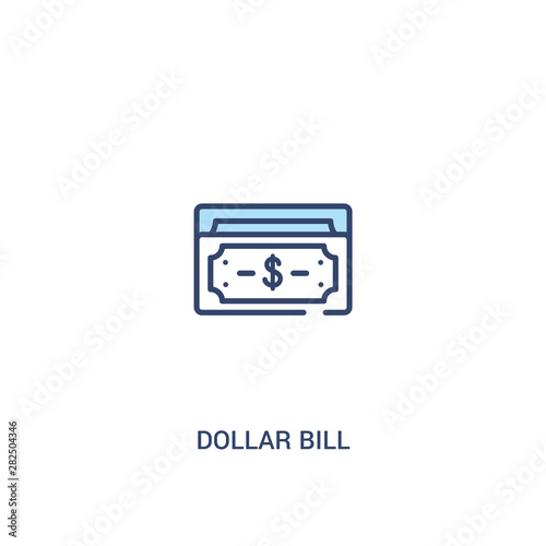 dollar bill concept 2 colored icon. simple line element illustration. outline blue dollar bill symbol. can be used for web and mobile ui/ux.