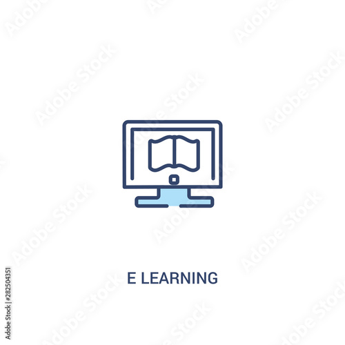 e learning concept 2 colored icon. simple line element illustration. outline blue e learning symbol. can be used for web and mobile ui/ux.