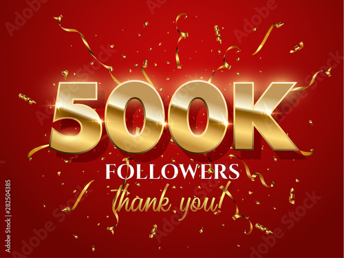 500000 followers celebration vector banner with text