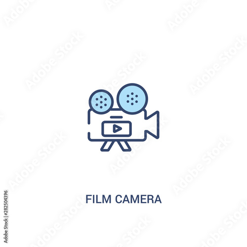 film camera concept 2 colored icon. simple line element illustration. outline blue film camera symbol. can be used for web and mobile ui/ux.