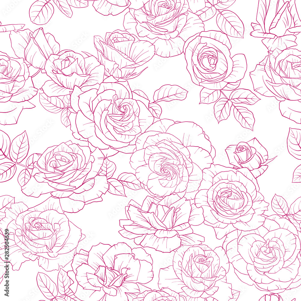 Fototapeta premium vector seamless pattern with drawing flowers