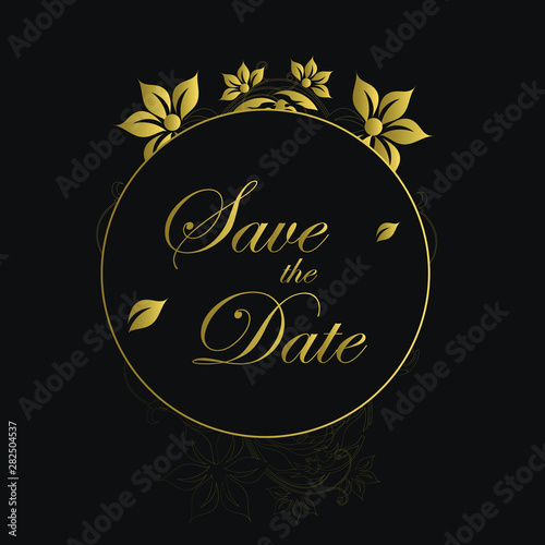 Floral wedding invitation card design vector