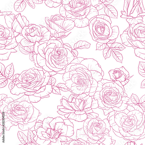 vector seamless pattern with drawing flowers