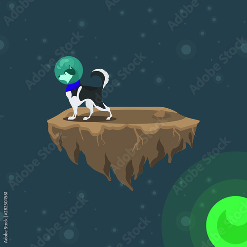 cute dog in space vector illustration