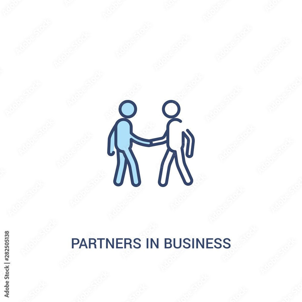 partners in business concept 2 colored icon. simple line element illustration. outline blue partners in business symbol. can be used for web and mobile ui/ux.
