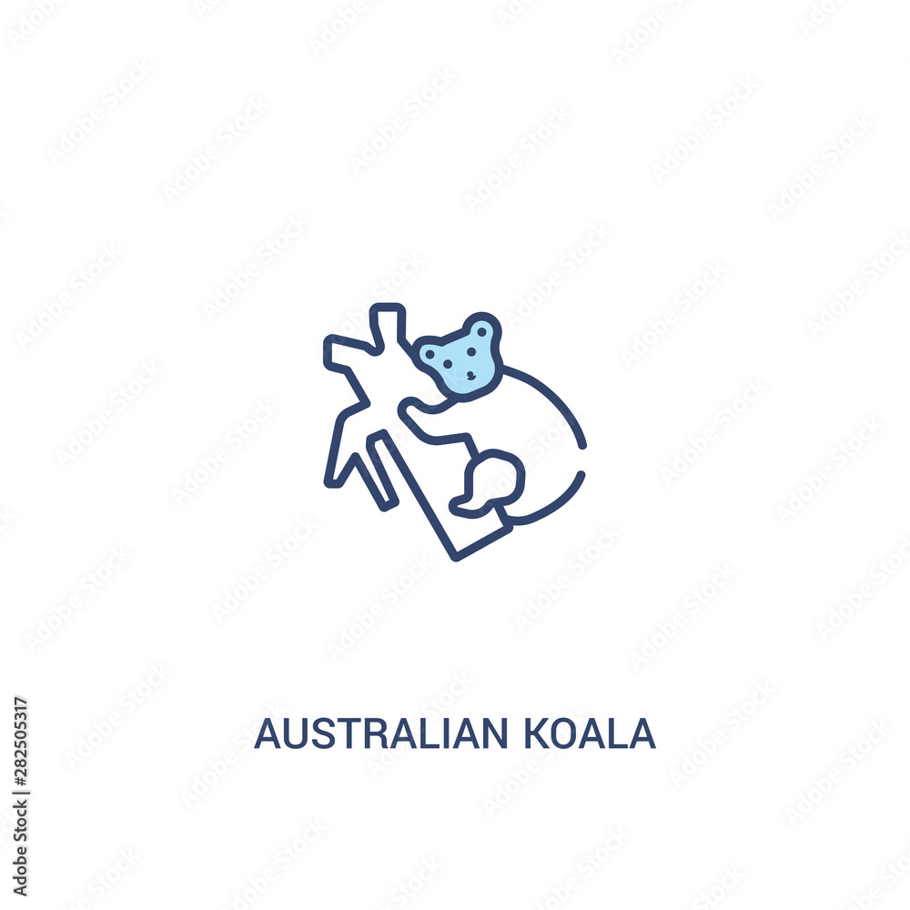 australian koala concept 2 colored icon. simple line element illustration. outline blue australian koala symbol. can be used for web and mobile ui/ux.