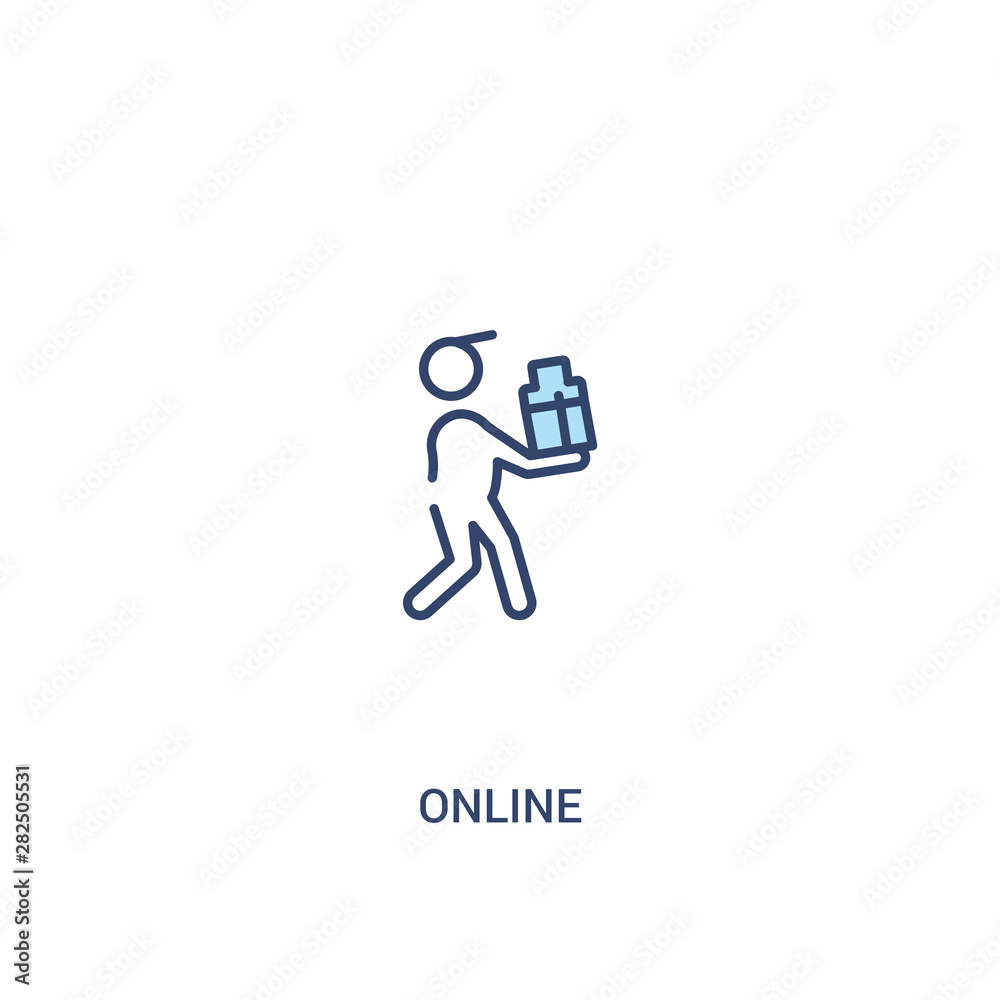 online concept 2 colored icon. simple line element illustration. outline blue online symbol. can be used for web and mobile ui/ux.
