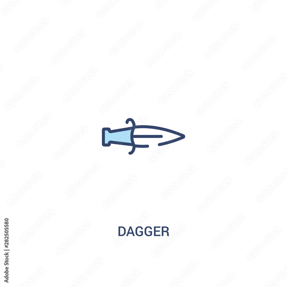 dagger concept 2 colored icon. simple line element illustration. outline blue dagger symbol. can be used for web and mobile ui/ux.