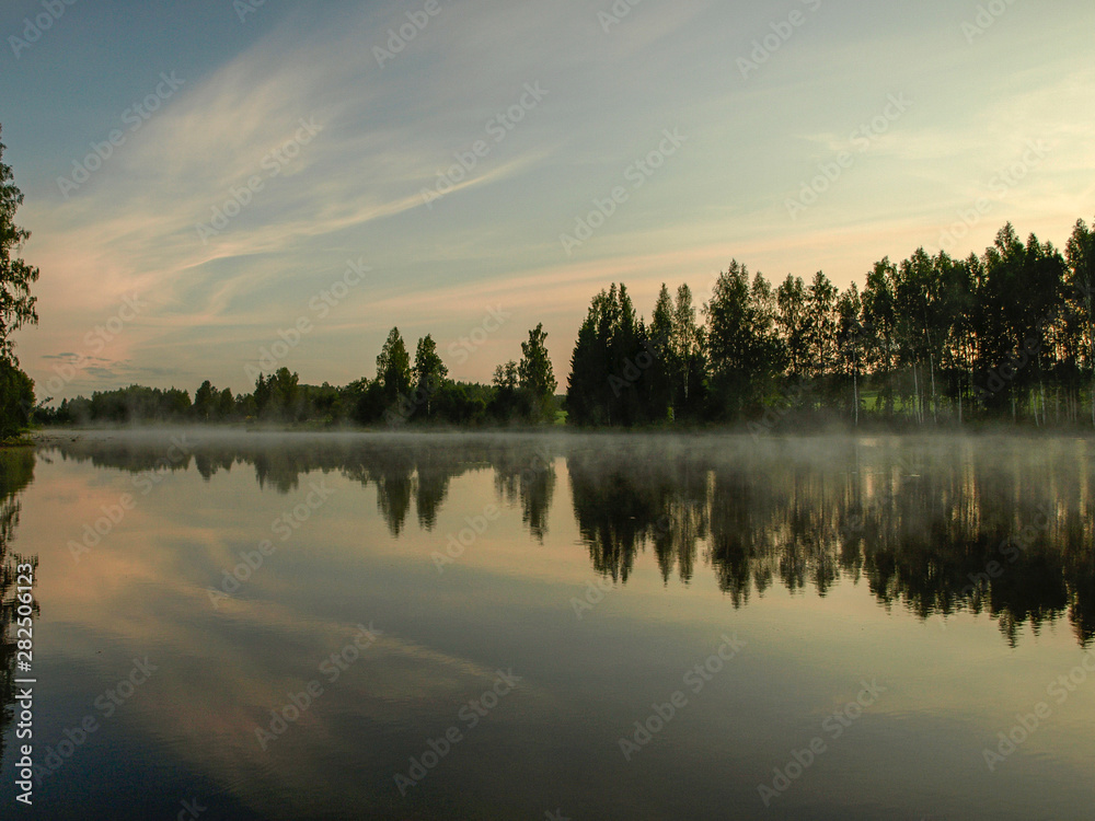 Fototapeta premium sunset over lake
