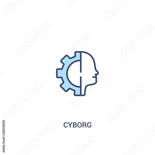 cyborg concept 2 colored icon. simple line element illustration. outline blue cyborg symbol. can be used for web and mobile ui/ux.