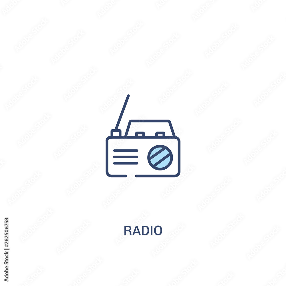 radio concept 2 colored icon. simple line element illustration. outline blue radio symbol. can be used for web and mobile ui/ux.