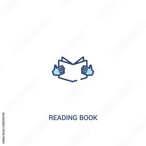 reading book concept 2 colored icon. simple line element illustration. outline blue reading book symbol. can be used for web and mobile ui/ux.