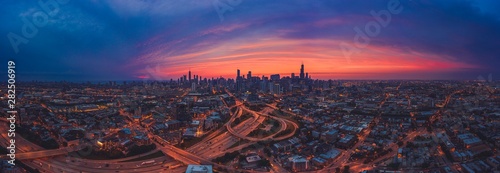 Sunrise Westloop Chicago Panorama