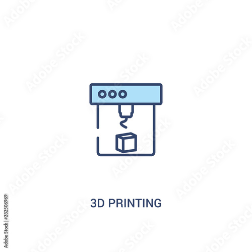 3d printing concept 2 colored icon. simple line element illustration. outline blue 3d printing symbol. can be used for web and mobile ui/ux.
