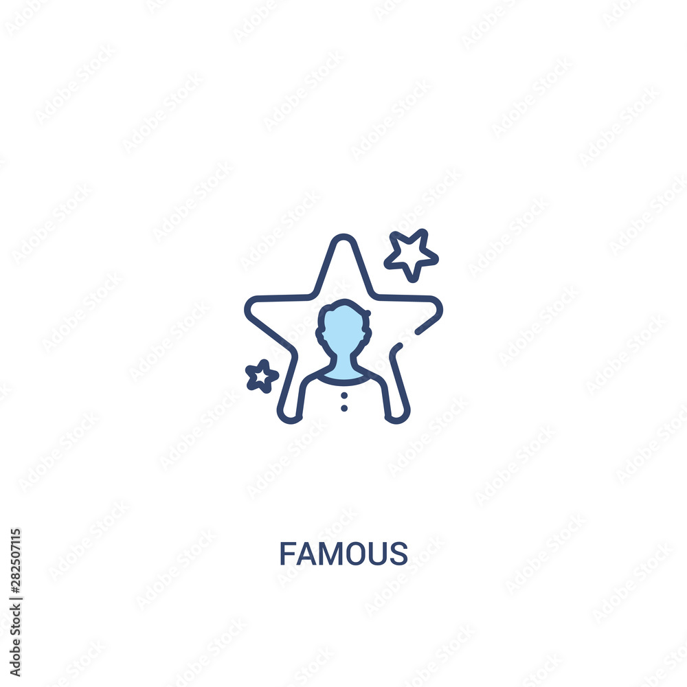 Plakat famous concept 2 colored icon. simple line element illustration. outline blue famous symbol. can be used for web and mobile ui/ux.