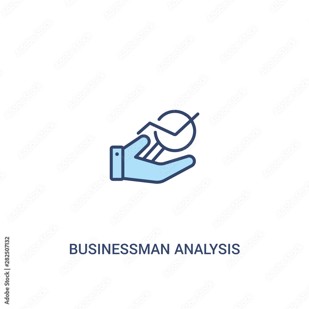businessman analysis concept 2 colored icon. simple line element illustration. outline blue businessman analysis symbol. can be used for web and mobile ui/ux.