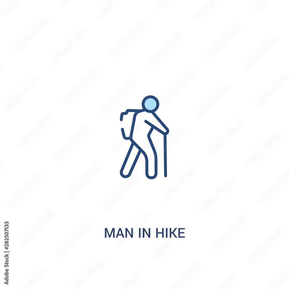 man in hike concept 2 colored icon. simple line element illustration. outline blue man in hike symbol. can be used for web and mobile ui/ux. man in hike concept 2 colored icon. simple line element illustration. outline blue man in hike symbol. can be used for web and mobile ui/ux.