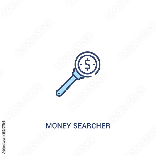 money searcher concept 2 colored icon. simple line element illustration. outline blue money searcher symbol. can be used for web and mobile ui/ux.