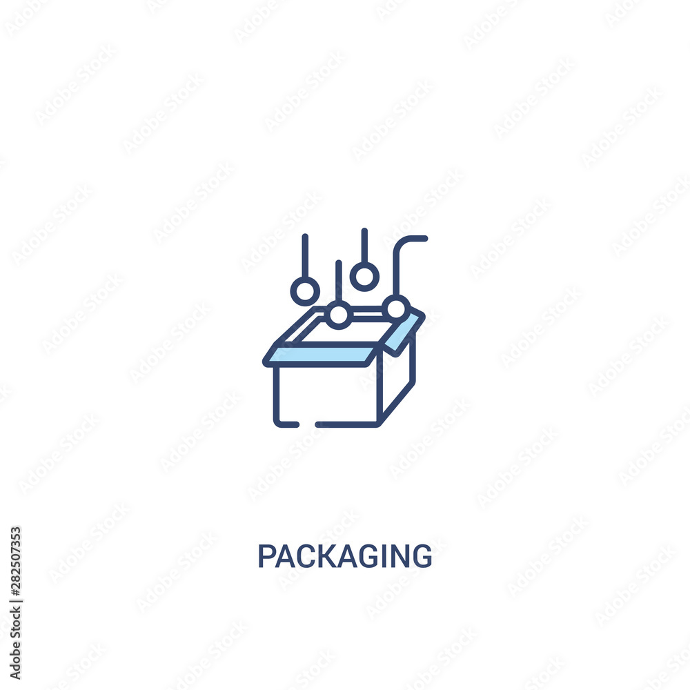 packaging concept 2 colored icon. simple line element illustration. outline blue packaging symbol. can be used for web and mobile ui/ux.