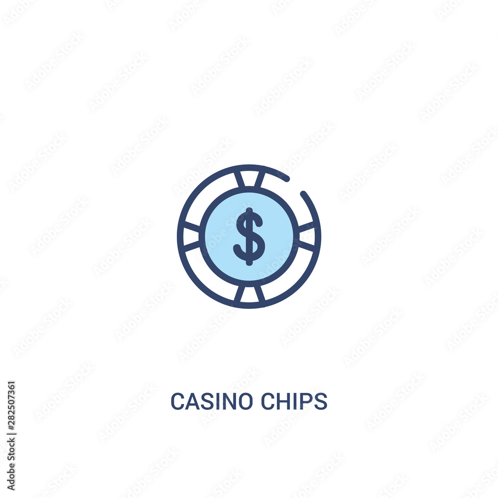 casino chips concept 2 colored icon. simple line element illustration. outline blue casino chips symbol. can be used for web and mobile ui/ux.