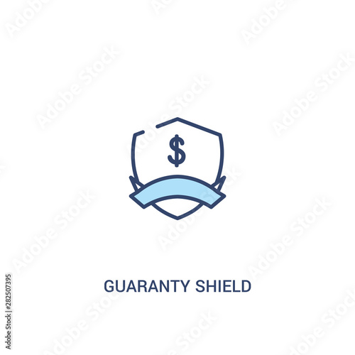 guaranty shield concept 2 colored icon. simple line element illustration. outline blue guaranty shield symbol. can be used for web and mobile ui/ux.