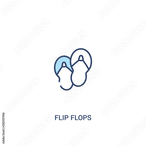 flip flops concept 2 colored icon. simple line element illustration. outline blue flip flops symbol. can be used for web and mobile ui/ux.