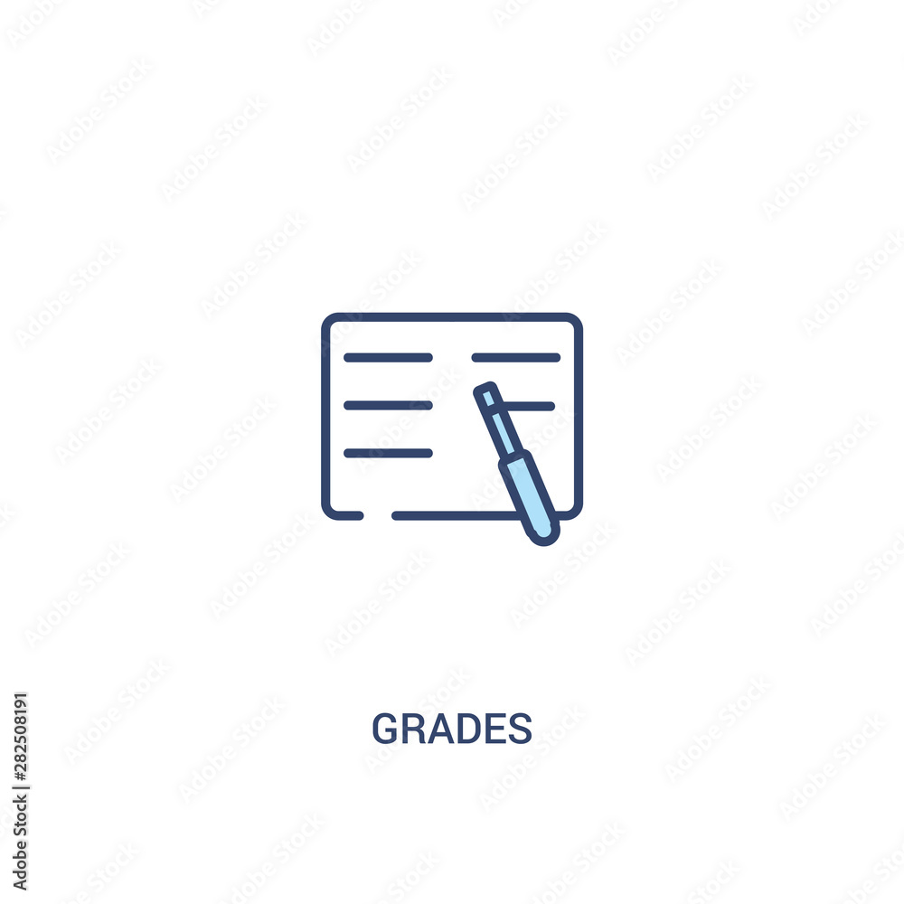 grades concept 2 colored icon. simple line element illustration. outline blue grades symbol. can be used for web and mobile ui/ux.