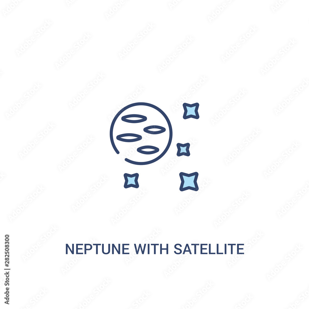 neptune with satellite concept 2 colored icon. simple line element illustration. outline blue neptune with satellite symbol. can be used for web and mobile ui/ux.