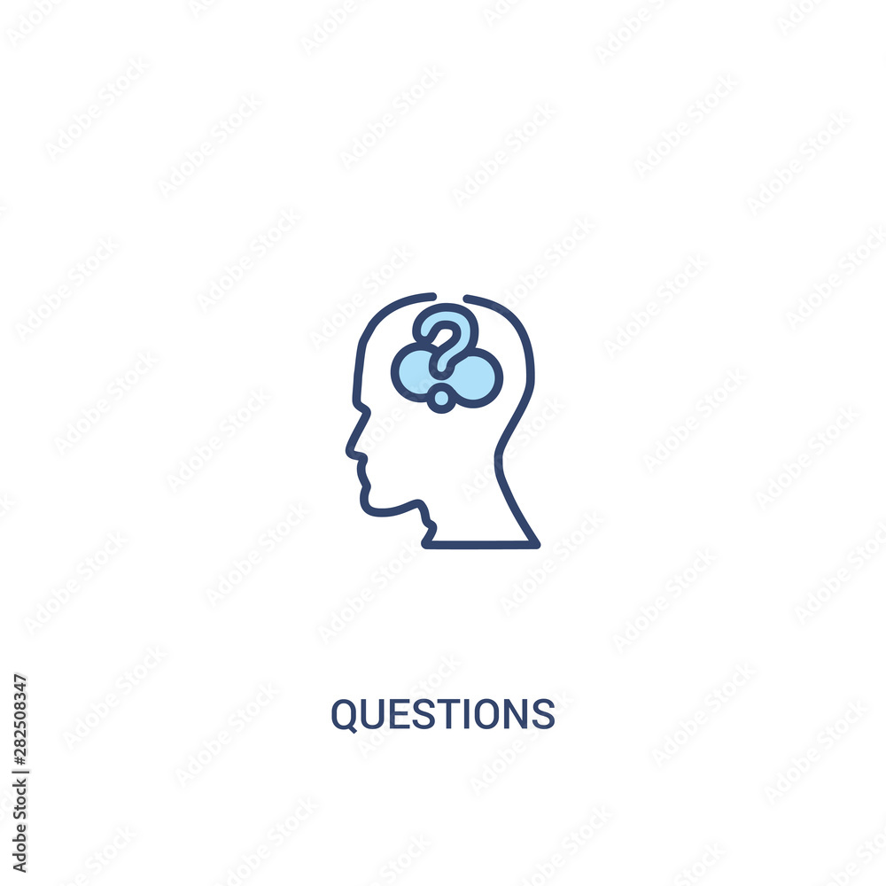 questions concept 2 colored icon. simple line element illustration. outline blue questions symbol. can be used for web and mobile ui/ux. questions concept 2 colored icon. simple line element illustration. outline blue questions symbol. can be used for web and mobile ui/ux.