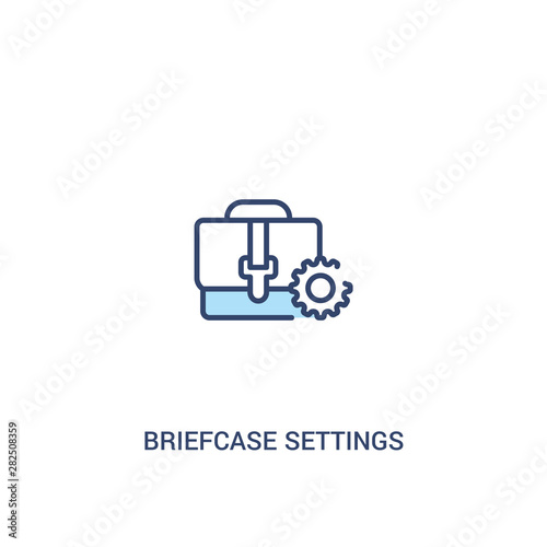 briefcase settings concept 2 colored icon. simple line element illustration. outline blue briefcase settings symbol. can be used for web and mobile ui ux.