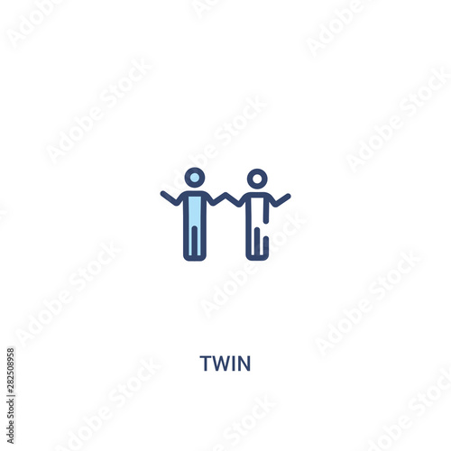 twin concept 2 colored icon. simple line element illustration. outline blue twin symbol. can be used for web and mobile ui/ux.