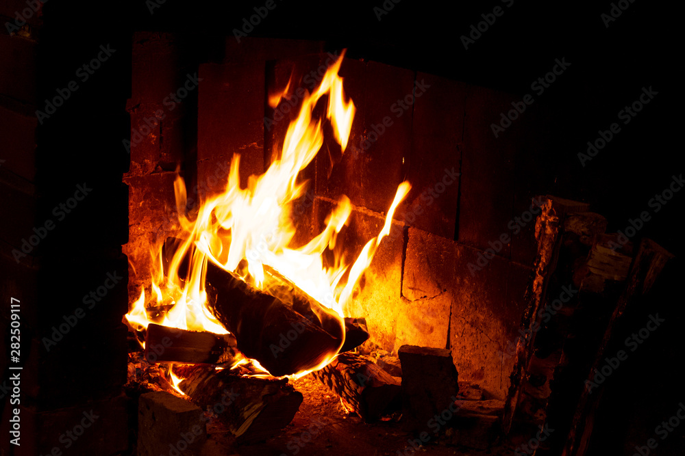 fire in the fireplace fire in the fireplace