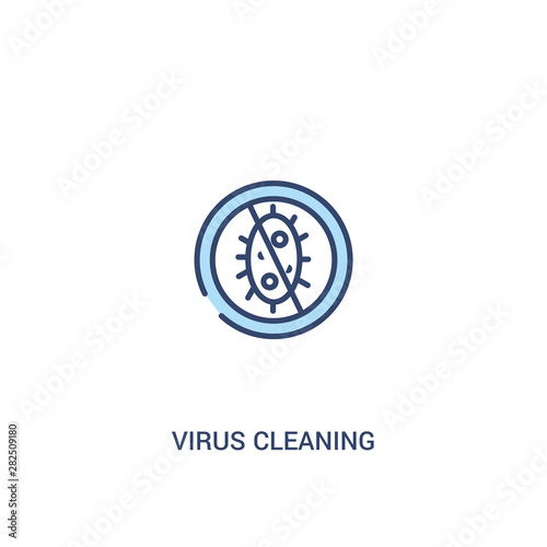 virus cleaning concept 2 colored icon. simple line element illustration. outline blue virus cleaning symbol. can be used for web and mobile ui/ux.