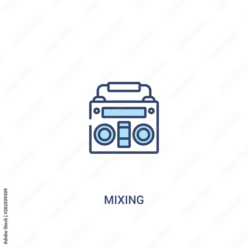 mixing concept 2 colored icon. simple line element illustration. outline blue mixing symbol. can be used for web and mobile ui/ux.