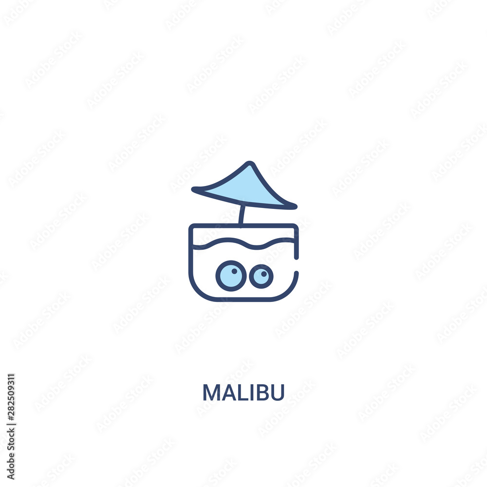malibu concept 2 colored icon. simple line element illustration. outline blue malibu symbol. can be used for web and mobile ui/ux.