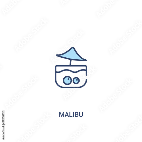 Fototapeta Naklejka Na Ścianę i Meble -  malibu concept 2 colored icon. simple line element illustration. outline blue malibu symbol. can be used for web and mobile ui/ux.