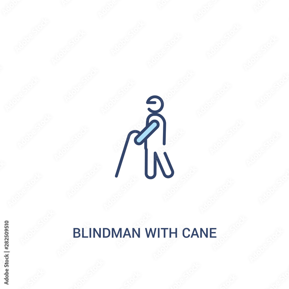 blindman with cane concept 2 colored icon. simple line element illustration. outline blue blindman with cane symbol. can be used for web and mobile ui/ux.