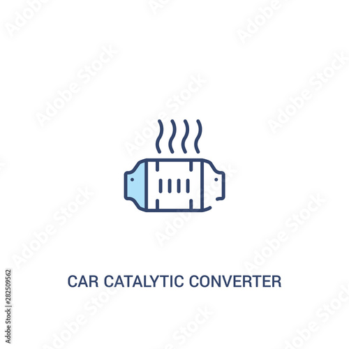 car catalytic converter concept 2 colored icon. simple line element illustration. outline blue car catalytic converter symbol. can be used for web and mobile ui/ux.