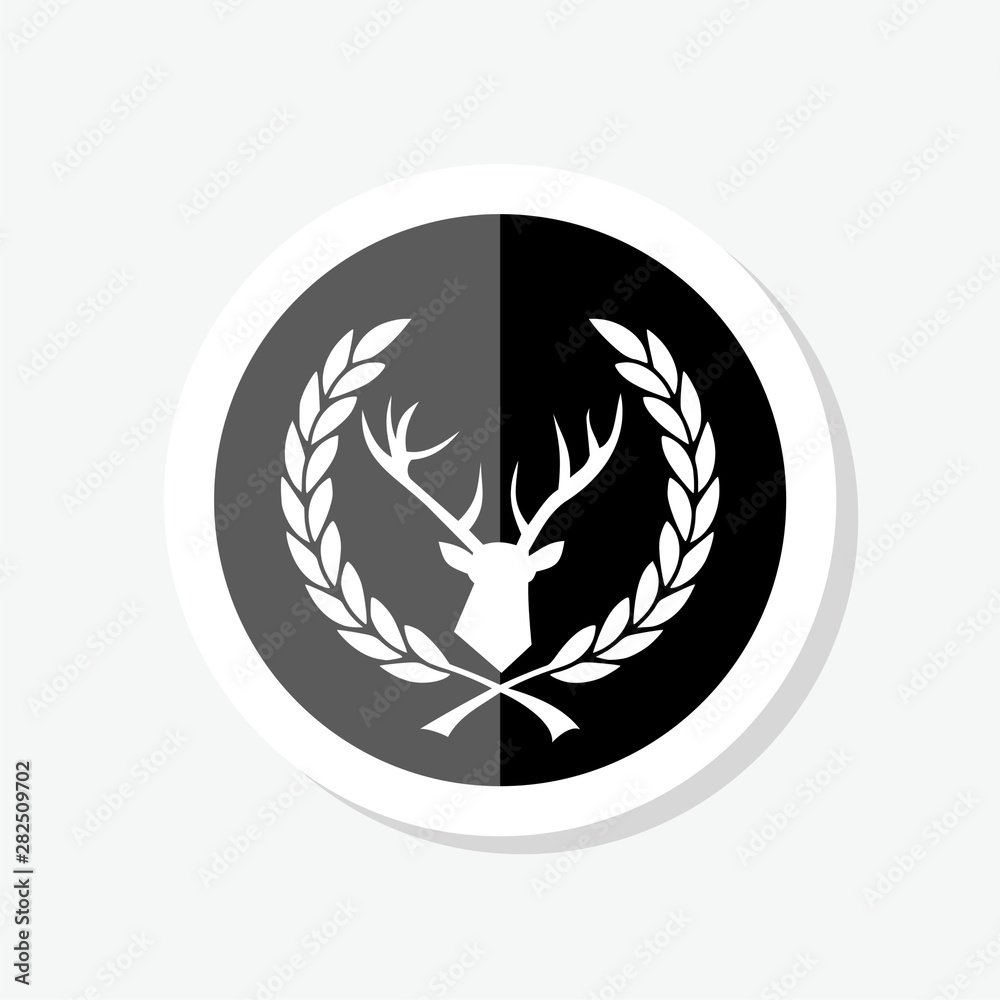 Silhouette of deer's head with antlers sticker icon Silhouette of deer's head with antlers sticker icon