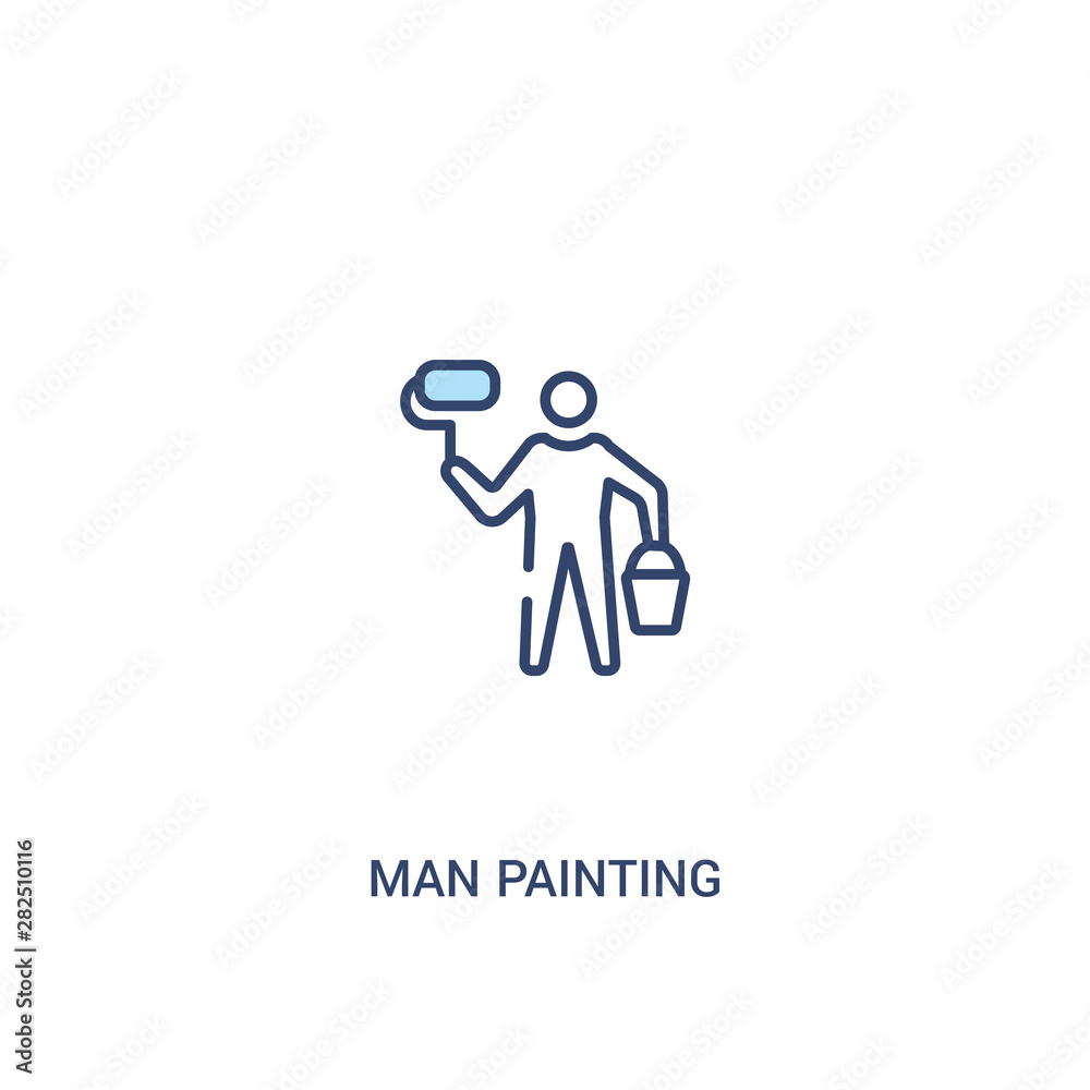 man painting concept 2 colored icon. simple line element illustration. outline blue man painting symbol. can be used for web and mobile ui/ux. man painting concept 2 colored icon. simple line element illustration. outline blue man painting symbol. can be used for web and mobile ui/ux.
