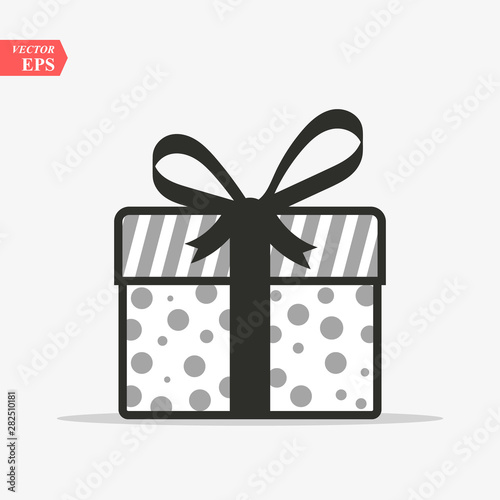 Illustration of gift box icon on background. Christmas gift icon illustration vector symbol. Present gift box icon. Package in gift wrap, vector eps 10 - box icon © Elnur