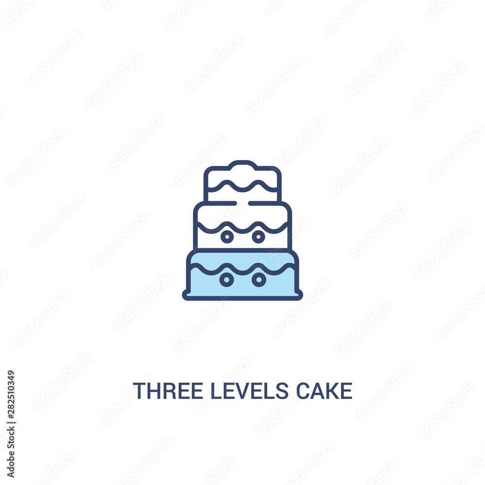 three levels cake concept 2 colored icon. simple line element illustration. outline blue three levels cake symbol. can be used for web and mobile ui/ux.