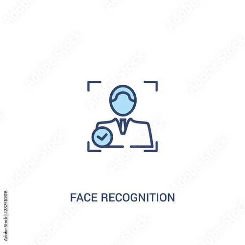 Fototapeta Naklejka Na Ścianę i Meble -  face recognition concept 2 colored icon. simple line element illustration. outline blue face recognition symbol. can be used for web and mobile ui/ux.